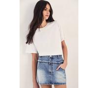 NastyGal Women's Double Waistband Denim Mini Skirt in Authentic Midwash | Size: 16 NastyGal Authentic Midwash 16