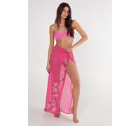 NastyGal Women's Embellished Shell Knot Front Maxi Beach Skirt in Pink | Size: 6 NastyGal Pink 6