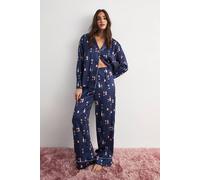 NastyGal Women's Festive Drink Pajama Shirt & Pants Pajama Set in Navy | Size: Medium NastyGal Navy M