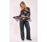 NastyGal Women's Floral Chiffon Off-The Shoulder Wide Sleeve Top in Black | Size: 14 NastyGal Black 14