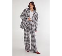 NastyGal Women's Gingham Tailored Wide Leg Pant Co-ord in Mono | Size: 8 NastyGal Mono 8
