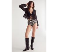 NastyGal Women's Hand Embellished Zebra Mixed Disc Sequin Booty Short in Black | Size: 12 NastyGal Black 12