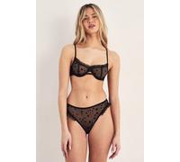 NastyGal Women's Heart Print Ruffle Lingerie Set in Black | Size: Small NastyGal Black S