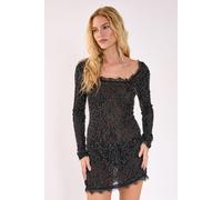 NastyGal Women's Lace Hand Embellished Long Sleeve Mini Dress in Black | Size: 6 NastyGal Black 6