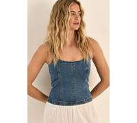 NastyGal Women's Longline Denim Fitted Cami Top in Authentic Midwash | Size: 16 NastyGal Authentic Midwash 16
