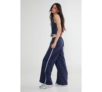 NastyGal Women's Nylon Lace Trim Straight Leg Trouser in Navy | Size: 10 NastyGal Navy 10