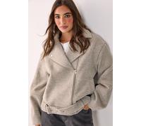 NastyGal Women's Oversized Brushed Belted Biker Jacket in Mink | Size: 10 NastyGal Mink 10