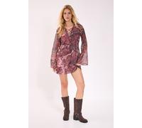 NastyGal Women's Paisley Lace Up Front Tunic Mini Dress in Rust | Size: 6 NastyGal Rust 6