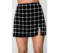 NastyGal Women's Pearl Embellished Velvet Side Split Mini Skirt in Black | Size: 8 NastyGal Black 8