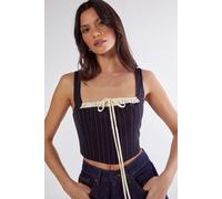NastyGal Women's Pinstripe Contrast Bust Tailored Corset Top in Navy | Size: 12 NastyGal Navy 12