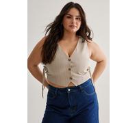 NastyGal Women's Plus Tailored Pinstripe Tie Side Vest in Neutral | Size: 18 NastyGal Neutral 18