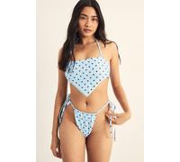 NastyGal Women's Polka Dot Hanky Hem Tie Side Bikini Set in Blue | Size: 12 NastyGal Blue 12