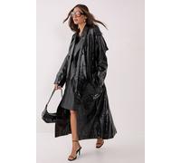 NastyGal Women's Premium Vinyl High Shine Faux Leather Trench Coat in Black | Size: 10 NastyGal Black 10