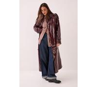 NastyGal Women's Premium Vinyl High Shine Faux Leather Trench Coat in Burgundy | Size: 6 NastyGal Burgundy 6