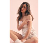 NastyGal Women's Ruffle Broderie Cami & Shorts Set in White | Size: Small NastyGal White S