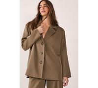 NastyGal Women's Satin Pleated Oversized Blazer Co-ord in Olive | Size: 8 NastyGal Olive 8