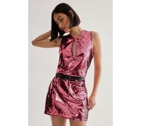 NastyGal Women's Sequin Plunge Keyhole Blouson Mini Dress in Rose Pink | Size: 6 NastyGal Rose Pink 6