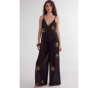 NastyGal Women's Star Embellished Beach Jumpsuit in Black | Size: 6 NastyGal Black 6