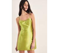 NastyGal Women's Structured Satin Panelled Strappy Mini Dress in Lime | Size: 6 NastyGal Lime 6