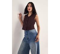 NastyGal Women's Tailored Boxy Button Through Waistcoat in Chocolate | Size: 12 NastyGal Chocolate 12