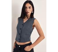 NastyGal Women's Tailored Boxy Button Through Waistcoat in Grey | Size: 8 NastyGal Grey 8