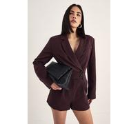 NastyGal Women's Tailored Button Detail Romper in Chocolate | Size: 10 NastyGal Chocolate 10