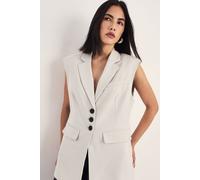 NastyGal Women's Tailored Sleeveless Button Front Blazer in Ecru | Size: 6 NastyGal Ecru 6