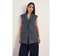 NastyGal Women's Tailored Sleeveless Button Front Blazer in Grey | Size: 10 NastyGal Grey 10