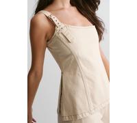 NastyGal Women's The Denim One Shoulder Top in Ecru | Size: 8 NastyGal Ecru 8