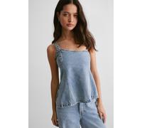 NastyGal Women's The Denim One Shoulder Top in Vintage Wash | Size: 8 NastyGal Vintage Wash 8