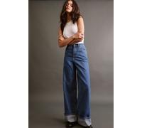 NastyGal Women's The Denim Turn Up Jeans in Authentic Midwash | Size: 14 NastyGal Authentic Midwash 14