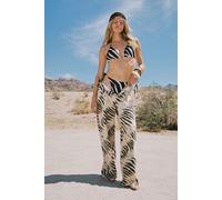 NastyGal Women's Tiger Print Wide Leg Denim Jeans in Butter | Size: 8 NastyGal Butter 8