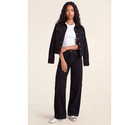 NastyGal Women's Twist Seam Low Rise Wide Leg Jean in Washed Black | Size: 6 NastyGal Washed Black 6