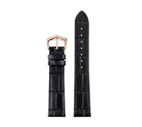 NASUNJIA 15mm 17mm 18mm 20mm Genuine Leather Strap Men's Women's Quick Release Cowhide Watch Band(Black rose gold,18mm)