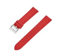 NASUNJIA 20mm 22mm Litchi Pattern Soft Genuine Leather Watch Strap For Men & Women Quick Release Watch Band(Red Silver,20mm)