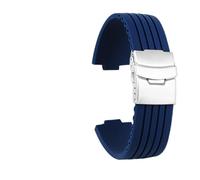 NASUNJIA 22x11mm 24x12mm Convex End Silicone Watch Band Compatible With Oris Aquis 7330 7740 Soft Rubber Men's Wristband Bracelet(Blue-silver buckle,24-12mm convex)