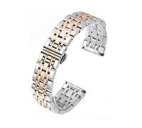 NASUNJIA 316L Stainless Steel Seven Bead Watch Strap 16mm 18mm 20mm 22mm 19mm Solid Butterfly Buckle Watchband Accessories(Silver Rose Gold,20mm)