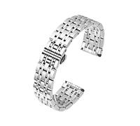 NASUNJIA 316L Stainless Steel Seven Bead Watch Strap 16mm 18mm 20mm 22mm 19mm Solid Butterfly Buckle Watchband Accessories(Silver,22mm)