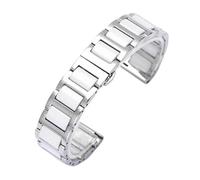 NASUNJIA Ceramic Solid Stainless Steel Wrist Bracelet 12/13/14/15/16/17/18/19/20/21/22MM Watch Strap Quick Release Band(Silver-white,21mm)
