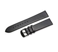 NASUNJIA Cowhide Watch Band Genuine Leather 18mm 20mm 22mm Thin Smooth Strap Belt(Black Black,22mm)