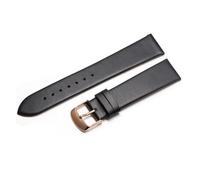 NASUNJIA Cowhide Watch Band Genuine Leather 18mm 20mm 22mm Thin Smooth Strap Belt(Black rose gold,22mm)