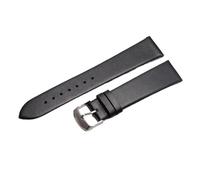 NASUNJIA Cowhide Watch Band Genuine Leather 18mm 20mm 22mm Thin Smooth Strap Belt(Black silver,22mm)