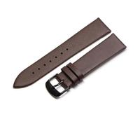 NASUNJIA Cowhide Watch Band Genuine Leather 18mm 20mm 22mm Thin Smooth Strap Belt(Brown Black,14mm)