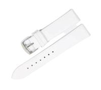 NASUNJIA Cowhide Watch Band Genuine Leather 18mm 20mm 22mm Thin Smooth Strap Belt(White silver,14mm)