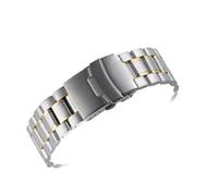 NASUNJIA Curved End Replacement Watch Band 18mm 20mm 22mm 24mm Stainless Steel Watchband Double Lock Buckle Wrist Belt Strap(Silver Gold,22mm)