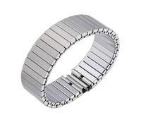 NASUNJIA Elastic strap 14mm 16mm 18mm 20mm 22mm stainless steel metal bracelet replacement strap(Silver,22mm,L (Min 155mm))