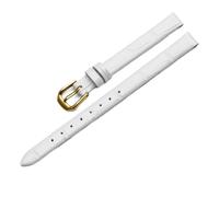 NASUNJIA Genuine Leather Watch Band For Style Watchband Women's Small Size Thin Soft Comfortable Strap Red 7 8 9 10mm Wristband(White-Golden,18mm)