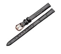 NASUNJIA Genuine Leather Watch Band For Style Watchband Women's Small Size Thin Soft Comfortable Strap Red 7 8 9 10mm Wristband(Dark brown-Rose,18mm)