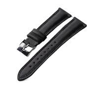 NASUNJIA Handmade Oxford Cloth Headband With Cowhide Strap, Quick Release 18 19 20 22MM Retro Style Men's Watch Chain(B Silver Buckle,22mm)