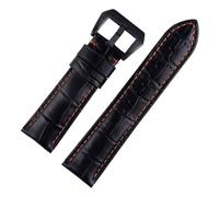 NASUNJIA Men's Leather Strap 20mm 22mm 24mm 26mm Suitable Compatible With Panerai Blue Vintage Cowhide Handmade Custom Pin Buckle(Orange black buckle,24mm)